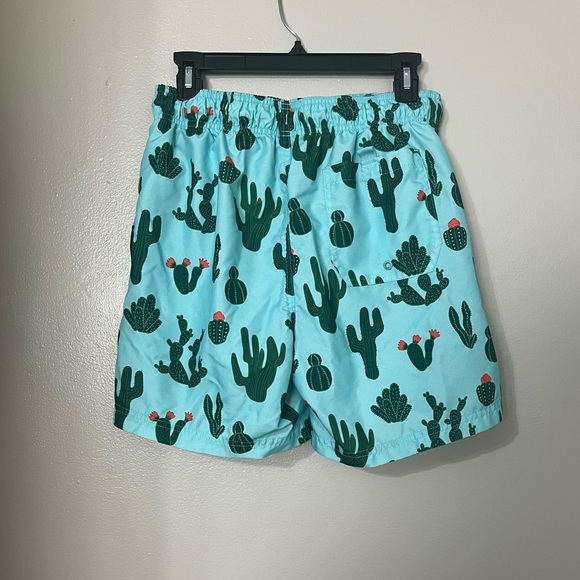 🌻 George | Blue Men’s Swim Shorts with Green Cactus - Picture 3 of 5